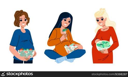 food pregnancy nutrition  vector.  woman diet, health pregnant, mother natural food pregnancy nutrition character. people flat cartoon illustration. food pregnancy nutrition vector
