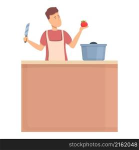 Food preparing icon cartoon vector. Domestic household. People housework. Food preparing icon cartoon vector. Domestic household