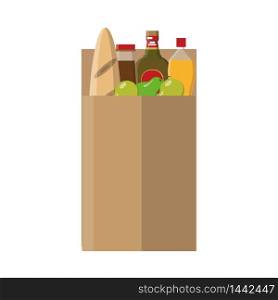 Food products. Bread and water bottles, pears. Product and drinks in package flat vector