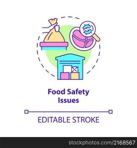 Food safety issues concept icon. Climate change and health abstract idea thin line illustration. Isolated outline drawing. Editable stroke. Roboto-Medium, Myriad Pro-Bold fonts used. Food safety issues concept icon