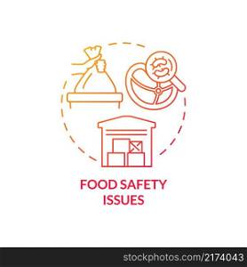 Food safety issues red gradient concept icon. Climate change and health abstract idea thin line illustration. Isolated outline drawing. Editable stroke. Roboto-Medium, Myriad Pro-Bold fonts used. Food safety issues red gradient concept icon