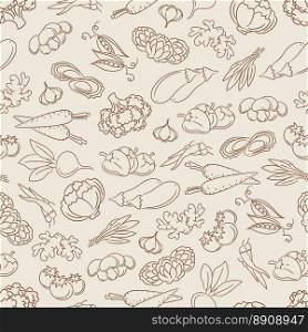 Food seamless pattern with vegetables. Food seamless pattern with hand drawn vegetables vector