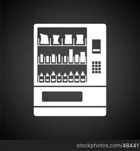 Food selling machine icon. Black background with white. Vector illustration.