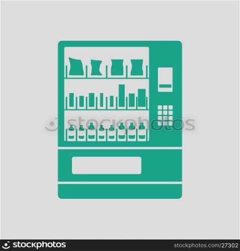 Food selling machine icon. Gray background with green. Vector illustration.