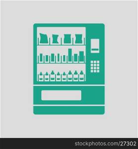 Food selling machine icon. Gray background with green. Vector illustration.