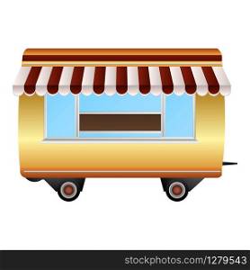 Food shop trailer icon. Cartoon of food shop trailer vector icon for web design isolated on white background. Food shop trailer icon, cartoon style