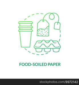 Food-soiled paper concept icon. Organic waste type idea thin line illustration. Used napkins and towels. Takeout containers. Contact with organic materials. Vector isolated outline RGB color drawing. Food-soiled paper concept icon