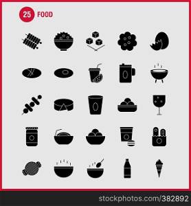 Food Solid Glyph Icons Set For Infographics, Mobile UX/UI Kit And Print Design. Include: Drink, Juice, Food, Meal, Grill, Cooking, Food, Meal, Collection Modern Infographic Logo and Pictogram. - Vector