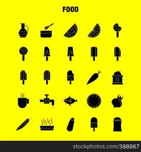 Food Solid Glyph Icons Set For Infographics, Mobile UX/UI Kit And Print Design. Include: Prawns, Food, Sea Food, Meal, Dish, Food, Kitchen, Collection Modern Infographic Logo and Pictogram. - Vector