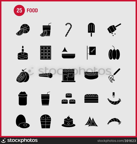 Food Solid Glyph Icons Set For Infographics, Mobile UX/UI Kit And Print Design. Include: Chef Hat, Hat, Kitchen, Cooking, Slice, Piece, Food, Collection Modern Infographic Logo and Pictogram. - Vector