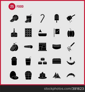 Food Solid Glyph Icons Set For Infographics, Mobile UX/UI Kit And Print Design. Include: Chef Hat, Hat, Kitchen, Cooking, Slice, Piece, Food, Collection Modern Infographic Logo and Pictogram. - Vector