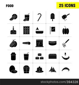 Food Solid Glyph Icons Set For Infographics, Mobile UX/UI Kit And Print Design. Include: Chef Hat, Hat, Kitchen, Cooking, Slice, Piece, Food, Collection Modern Infographic Logo and Pictogram. - Vector