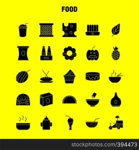 Food Solid Glyph Icons Set For Infographics, Mobile UX/UI Kit And Print Design. Include: Fruit, Water Melon, Food, Meal, Fruit, Juice, Food, Collection Modern Infographic Logo and Pictogram. - Vector