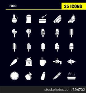 Food Solid Glyph Icons Set For Infographics, Mobile UX/UI Kit And Print Design. Include: Prawns, Food, Sea Food, Meal, Dish, Food, Kitchen, Collection Modern Infographic Logo and Pictogram. - Vector
