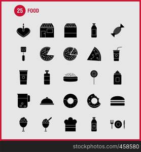 Food Solid Glyph Icons Set For Infographics, Mobile UX/UI Kit And Print Design. Include: Food, Ice Cream, Meal, Food, Soup, Meal, Food, Collection Modern Infographic Logo and Pictogram. - Vector