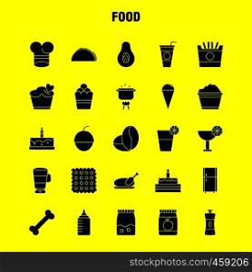 Food Solid Glyph Icons Set For Infographics, Mobile UX/UI Kit And Print Design. Include: Tea, Coffee, Food, Meal, Pepper, Salt, Food, Meal, Collection Modern Infographic Logo and Pictogram. - Vector