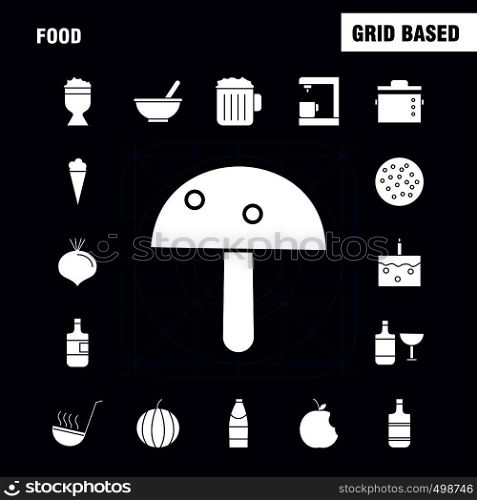 Food Solid Glyph Icons Set For Infographics, Mobile UX/UI Kit And Print Design. Include: Kettle, Pot, Kitchen, Food, Pot, Food, Meal, Kitchen, Collection Modern Infographic Logo and Pictogram. - Vector