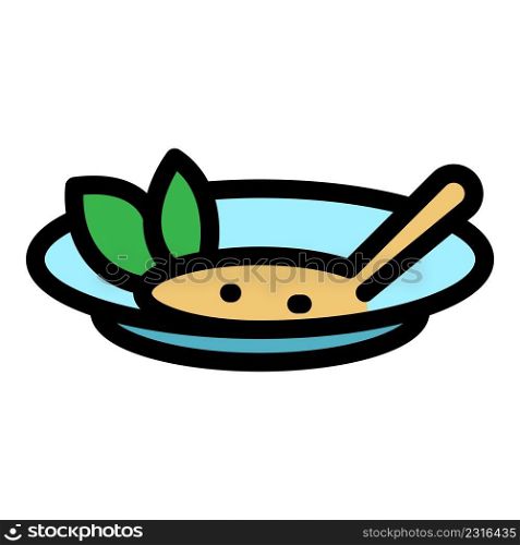 Food soup plate icon. Outline food soup plate vector icon color flat isolated. Food soup plate icon color outline vector
