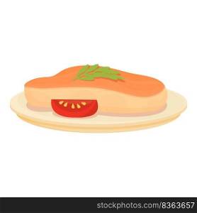 Food steak icon cartoon vector. Spanish tapas. Meat tomato. Food steak icon cartoon vector. Spanish tapas