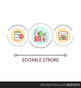 Food storage problem loop concept icon. Low product quality. Improperly storing. Warehouse mistakes abstract idea thin line illustration. Isolated outline drawing. Editable stroke. Arial font used. Food storage problem loop concept icon