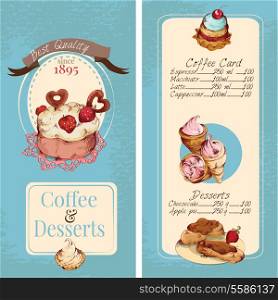 Food sweets bakery and pastry sketch colored desserts menu template vector illustration