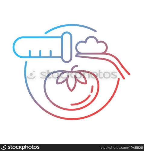 Food testing gradient linear vector icon. Nutrition safety and quality check. Sampling process. Product analysis. Thin line color symbol. Modern style pictogram. Vector isolated outline drawing. Food testing gradient linear vector icon