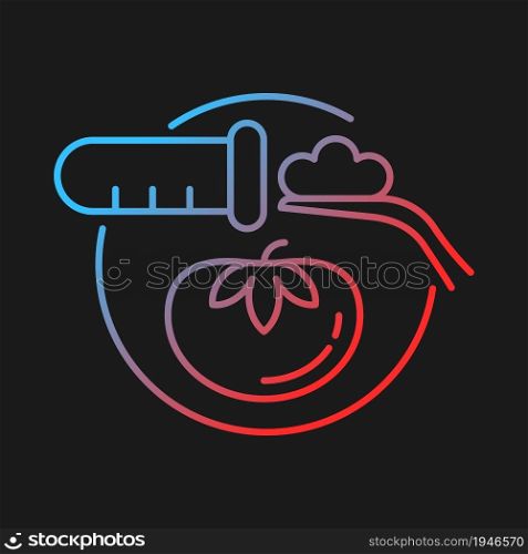 Food testing gradient vector icon for dark theme. Nutrition safety and quality. Sampling process. Product analysis. Thin line color symbol. Modern style pictogram. Vector isolated outline drawing. Food testing gradient vector icon for dark theme