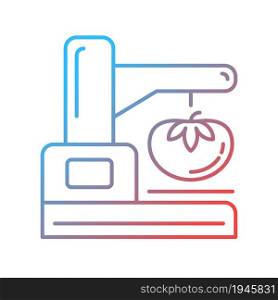 Food texture analyzer gradient linear vector icon. Textural test. Mechanical and physical propertie evaluation method. Thin line color symbol. Modern style pictogram. Vector isolated outline drawing. Food texture analyzer gradient linear vector icon
