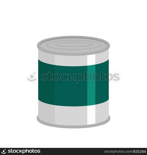 Food tin can icon. Flat illustration of food tin can vector icon for web isolated on white. Food tin can icon, flat style