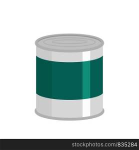 Food tin can icon. Flat illustration of food tin can vector icon for web isolated on white. Food tin can icon, flat style