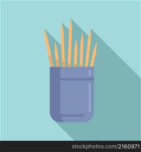 Food toothpick icon flat vector. Tooth pick. Wood stick. Food toothpick icon flat vector. Tooth pick