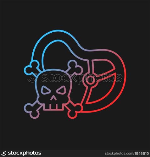 Food toxicity gradient vector icon for dark theme. Contaminated product. Infections and toxins. Foodborne illness. Thin line color symbol. Modern style pictogram. Vector isolated outline drawing. Food toxicity gradient vector icon for dark theme