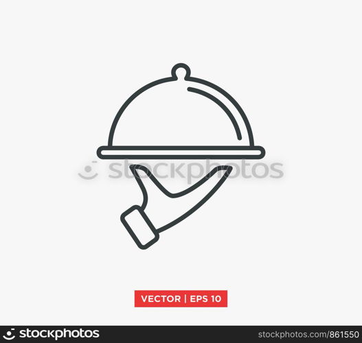 Food Tray on the Hand / Waiters Serving Icon Vector Illustration