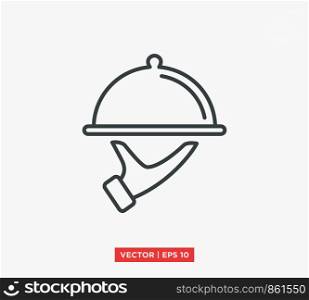 Food Tray on the Hand / Waiters Serving Icon Vector Illustration