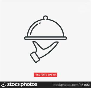 Food Tray on the Hand / Waiters Serving Icon Vector Illustration