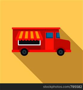Food truck icon. Flat illustration of food truck vector icon for web design. Food truck icon, flat style