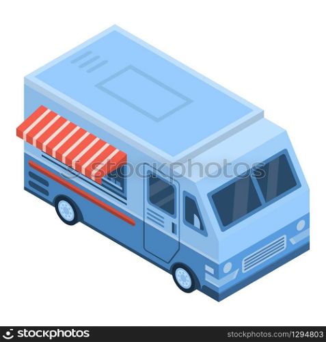 Food truck icon. Isometric of food truck vector icon for web design isolated on white background. Food truck icon, isometric style