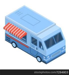 Food truck icon. Isometric of food truck vector icon for web design isolated on white background. Food truck icon, isometric style
