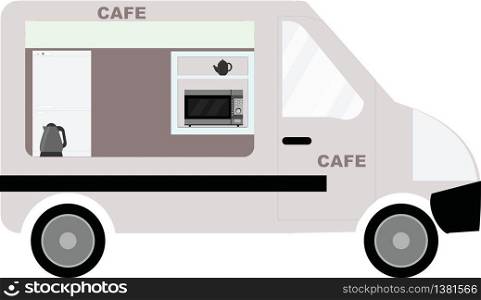 Food truck isolated on the white background.