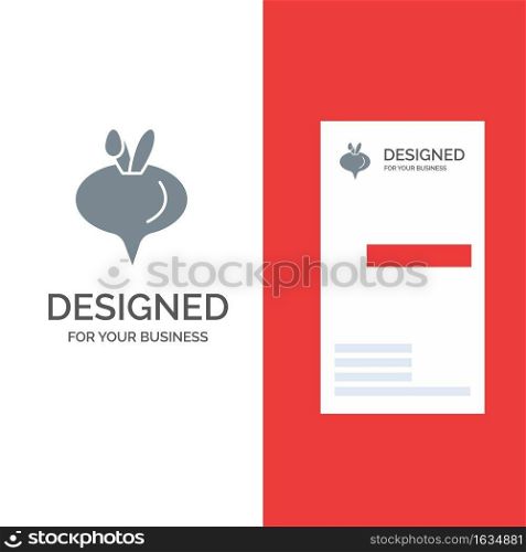 Food, Turnip, Vegetable Grey Logo Design and Business Card Template