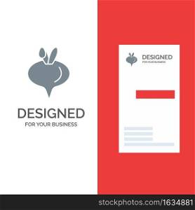 Food, Turnip, Vegetable Grey Logo Design and Business Card Template