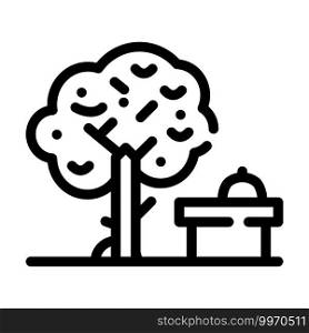 food under tree line icon vector. food under tree sign. isolated contour symbol black illustration. food under tree line icon vector illustration