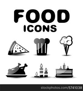 Food vector black glossy icon set