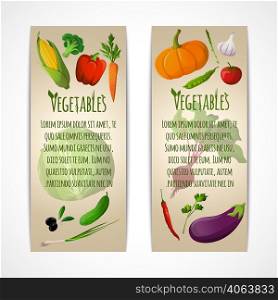 Food vegetables doodle vertical banners set of corn pepper broccoli carrot olive vector illustration