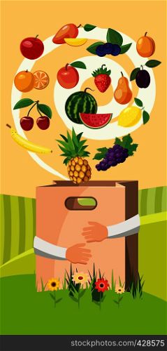 Food vertical banner concept. Cartoon illustration of food vector vertical banner concept for web. Food vertical banner, cartoon style