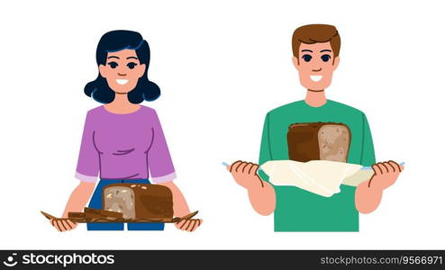 food whole grain bread vector. wheat healthy, breakfast bakery, nutrition rye food whole grain bread character. people flat cartoon illustration. food whole grain bread vector