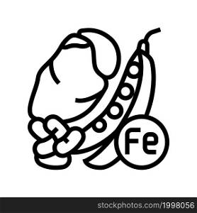 foods high in iron line icon vector. foods high in iron sign. isolated contour symbol black illustration. foods high in iron line icon vector illustration