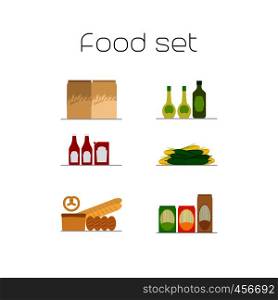 Foods market flat icons set. Vector illustration. Foods market flat icons set