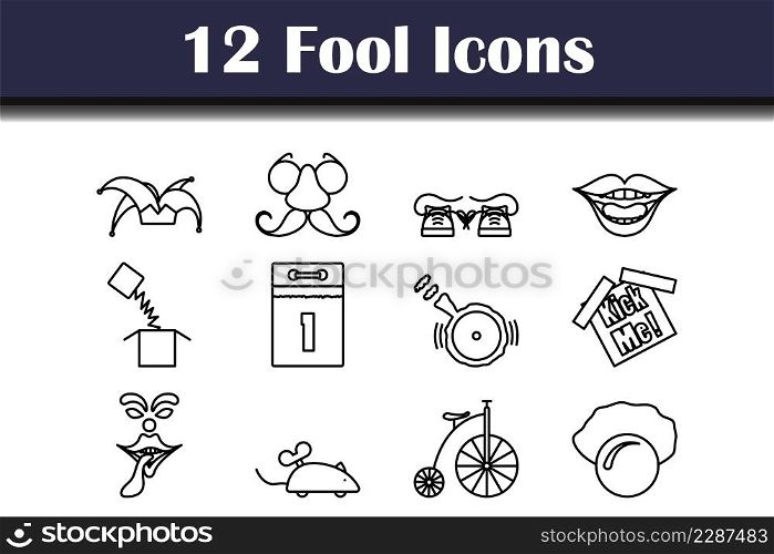 Fool Icon Set. Bold outline design with editable stroke width. Vector Illustration.
