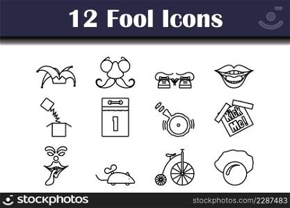 Fool Icon Set. Bold outline design with editable stroke width. Vector Illustration.
